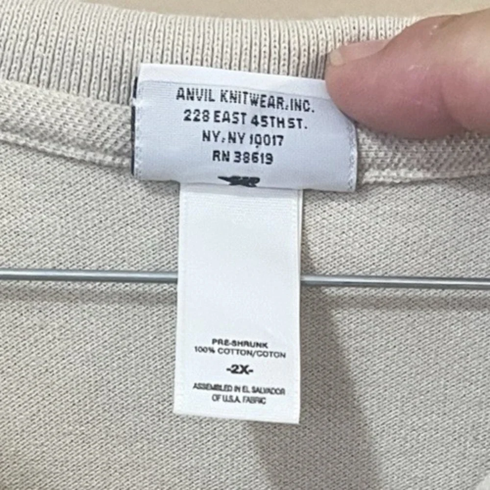 US Marines Polo Shirt Men's 2XL Beige Cotton Deluxe by Anvil Military Casual USA